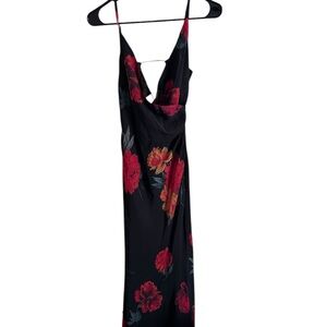 Hope & Ivy The Rachel Elegant Black and Red Floral Maxi Dress Size 10